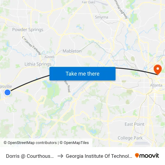Dorris @ Courthouse Ib to Georgia Institute Of Technology map