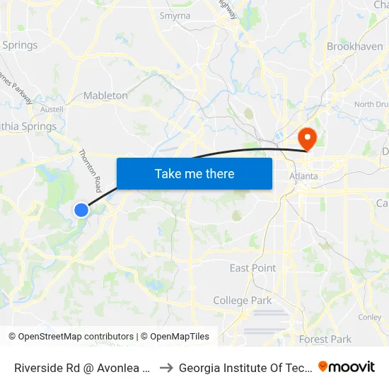 Riverside Rd @ Avonlea Tributary to Georgia Institute Of Technology map