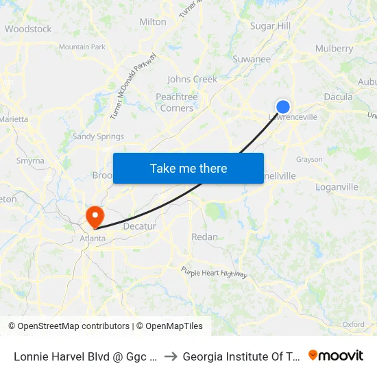 Lonnie Harvel Blvd @ Ggc Housing Ob to Georgia Institute Of Technology map