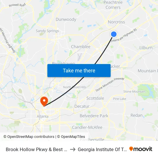 Brook Hollow Pkwy & Best Friend Rd Ob to Georgia Institute Of Technology map