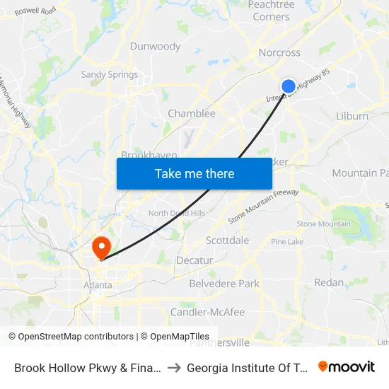 Brook Hollow Pkwy & Financial Dr Ob to Georgia Institute Of Technology map