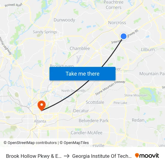 Brook Hollow Pkwy & Ebd Ob to Georgia Institute Of Technology map