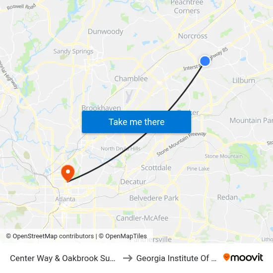 Center Way & Oakbrook Summit Entrance to Georgia Institute Of Technology map