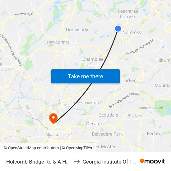 Holcomb Bridge Rd & A Hand To Hold to Georgia Institute Of Technology map