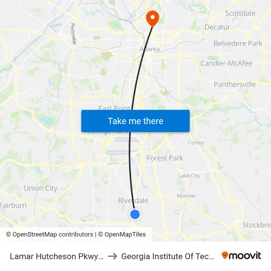 Lamar Hutcheson Pkwy @ 618 to Georgia Institute Of Technology map