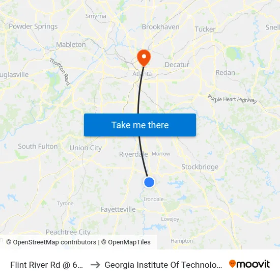 Flint River Rd @ 681 to Georgia Institute Of Technology map