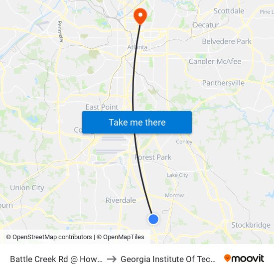 Battle Creek Rd @ Howard Cir to Georgia Institute Of Technology map