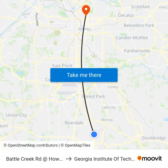 Battle Creek Rd @ Howard Cir to Georgia Institute Of Technology map