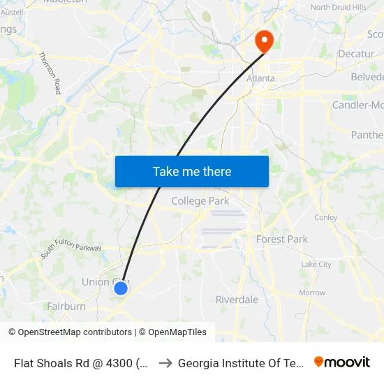 Flat Shoals Rd @ 4300 (Opposite) to Georgia Institute Of Technology map