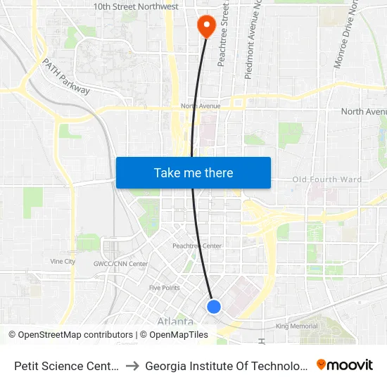 Petit Science Center to Georgia Institute Of Technology map