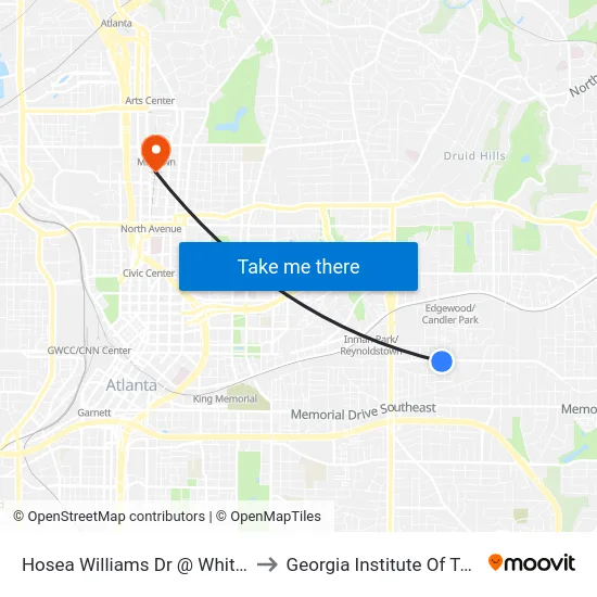 Hosea Williams Dr @ Whitefoord Ave to Georgia Institute Of Technology map