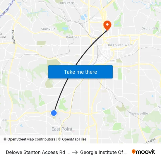 Delowe Stanton Access Rd @ Stanton Rd to Georgia Institute Of Technology map