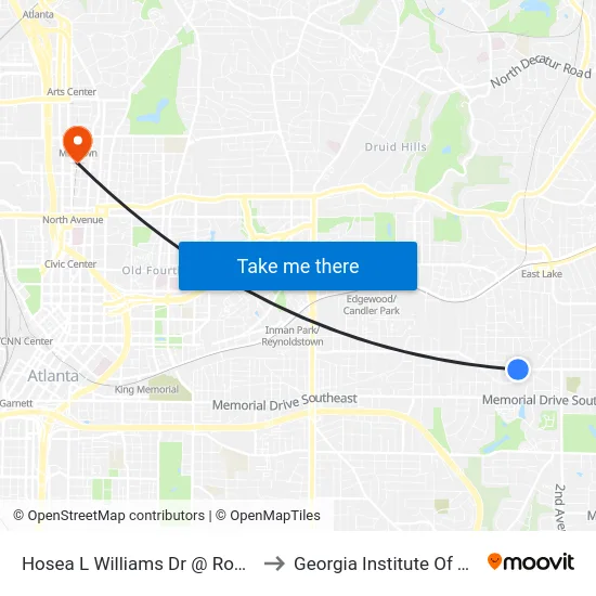 Hosea L Williams Dr @ Rockyford Rd SE to Georgia Institute Of Technology map