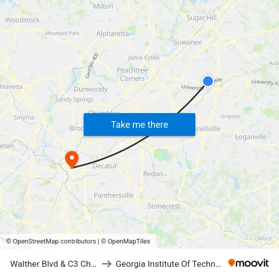 Walther Blvd & C3 Church to Georgia Institute Of Technology map