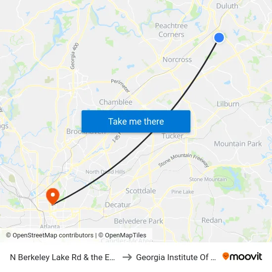 N Berkeley Lake Rd & the Estates Apts Ob to Georgia Institute Of Technology map