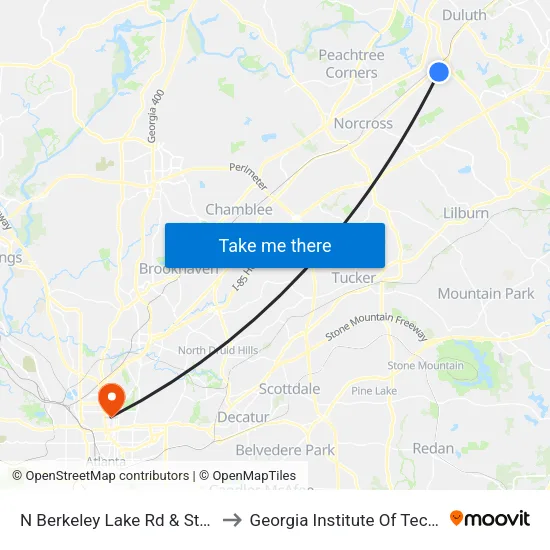 N Berkeley Lake Rd & Storage Ib to Georgia Institute Of Technology map