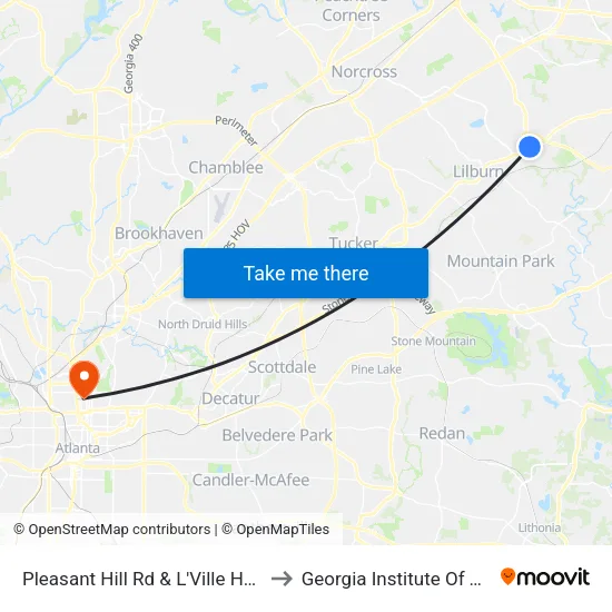 Pleasant Hill Rd & L'Ville Hwy (Berkmar) to Georgia Institute Of Technology map