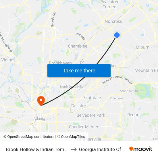 Brook Hollow & Indian Temple (1st Entran to Georgia Institute Of Technology map