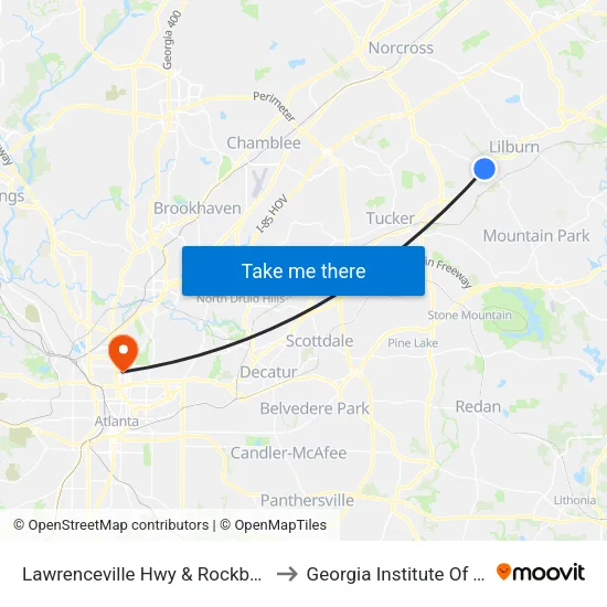 Lawrenceville Hwy & Rockbridge Rd (Walgr to Georgia Institute Of Technology map