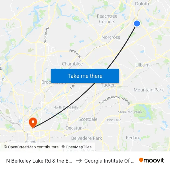 N Berkeley Lake Rd & the Estates Apts Ib to Georgia Institute Of Technology map