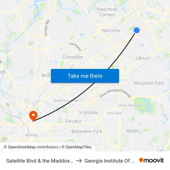 Satellite Blvd & the Maddox Apts (Across to Georgia Institute Of Technology map
