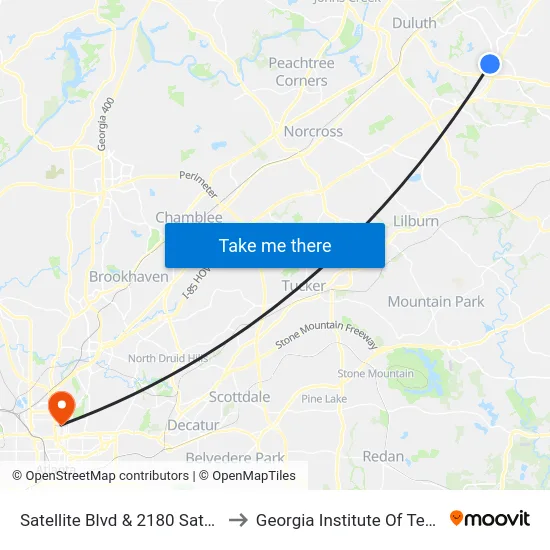 Satellite Blvd & 2180 Satellite Blvd to Georgia Institute Of Technology map