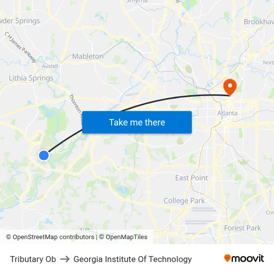 Tributary Ob to Georgia Institute Of Technology map
