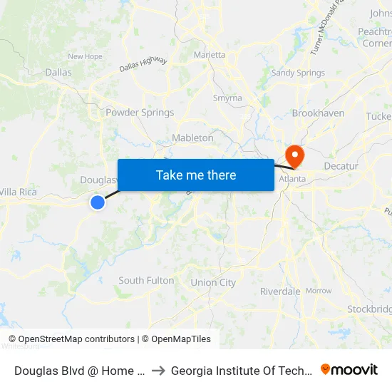 Douglas Blvd @ Home Depot to Georgia Institute Of Technology map