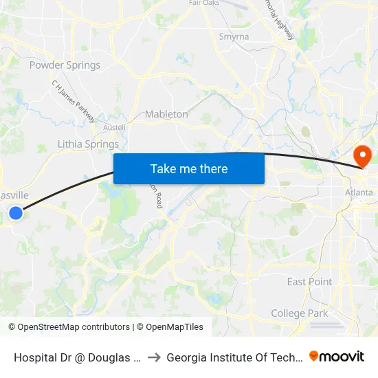 Hospital Dr @ Douglas Manor to Georgia Institute Of Technology map