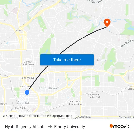 Hyatt Regency Atlanta to Emory University map