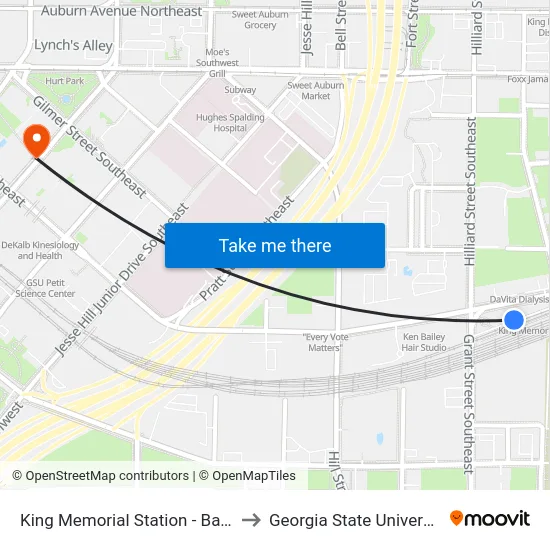 King Memorial Station - Bay B to Georgia State University map
