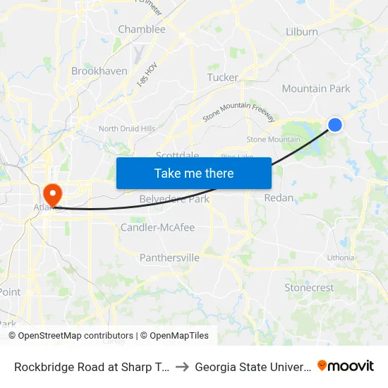 Rockbridge Road at Sharp Trails to Georgia State University map