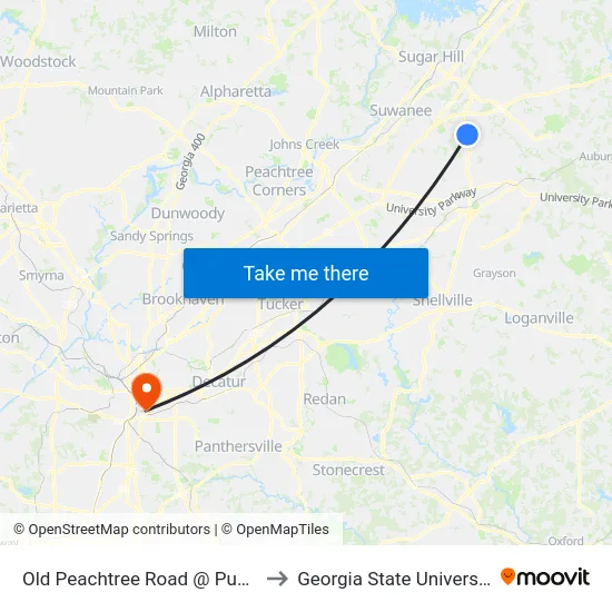 Old Peachtree Road @ Publix to Georgia State University map