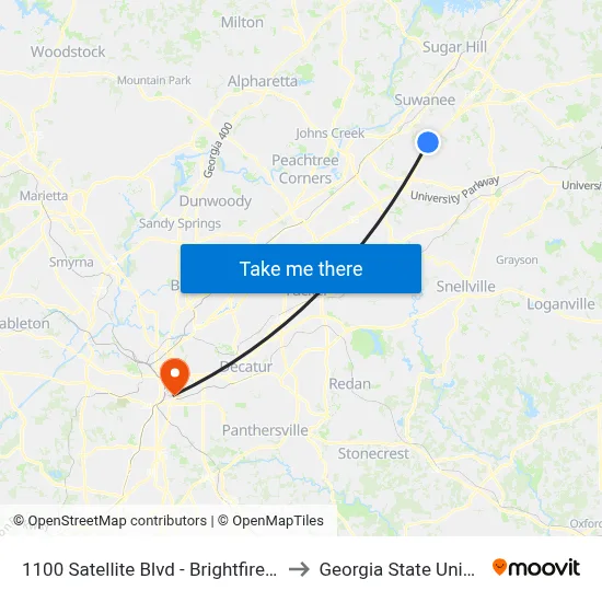 1100 Satellite Blvd - Brightfire Entranc to Georgia State University map