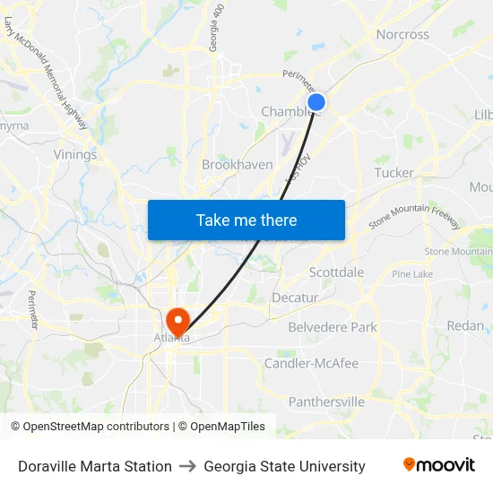 Doraville Marta Station to Georgia State University map