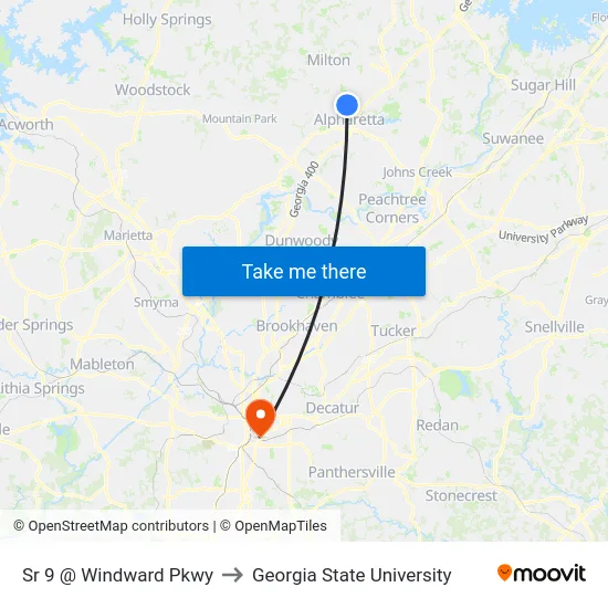 Sr 9 @ Windward Pkwy to Georgia State University map
