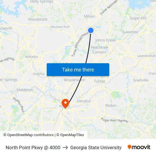 North Point Pkwy @ 4000 to Georgia State University map