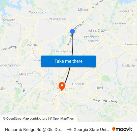 Holcomb Bridge Rd @ Old Dogwood Rd to Georgia State University map