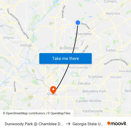 Dunwoody Park @ Chamblee Dunwoody Rd to Georgia State University map