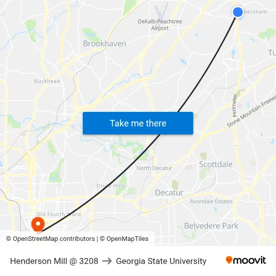 Henderson Mill @ 3208 to Georgia State University map