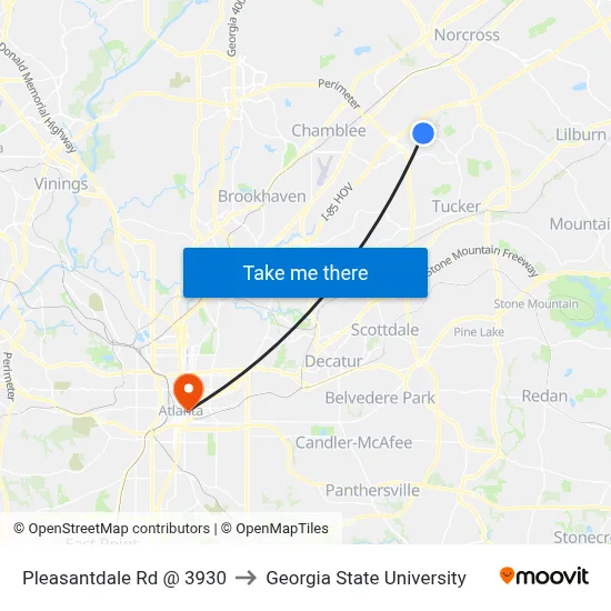 Pleasantdale Rd @ 3930 to Georgia State University map