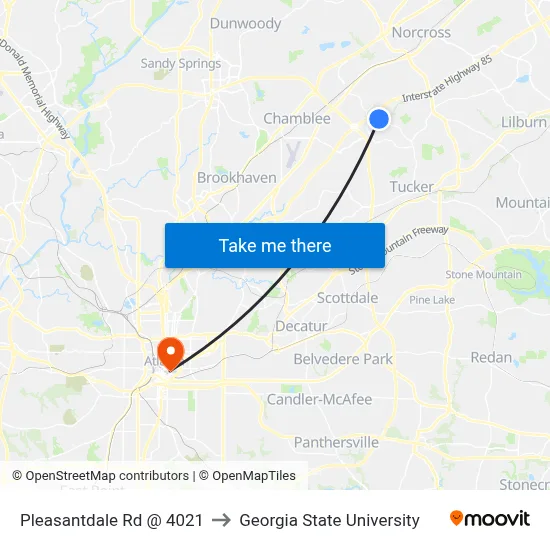 Pleasantdale Rd @ 4021 to Georgia State University map