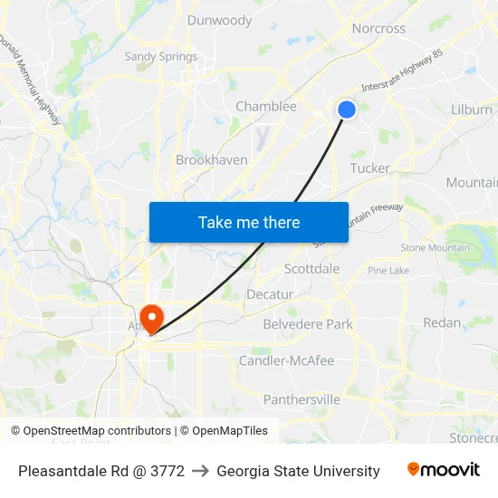 Pleasantdale Rd @ 3772 to Georgia State University map