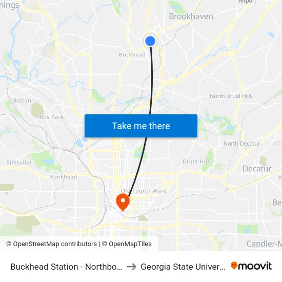 Buckhead Station - Northbound to Georgia State University map