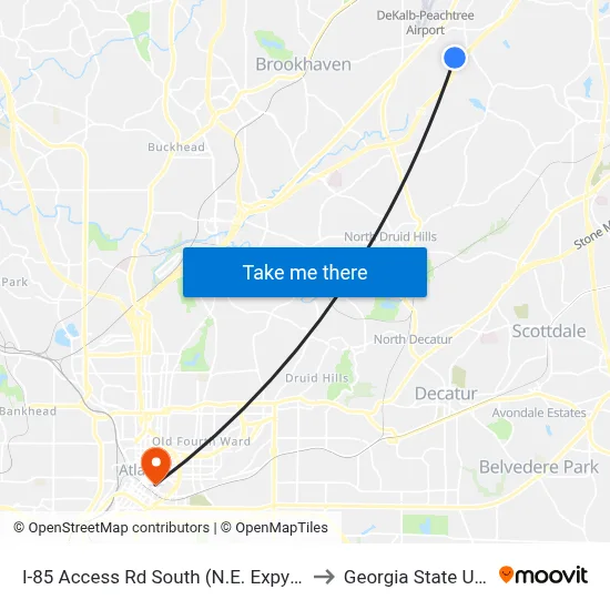 I-85 Access Rd South (N.E. Expy) @ Plaster Rd to Georgia State University map
