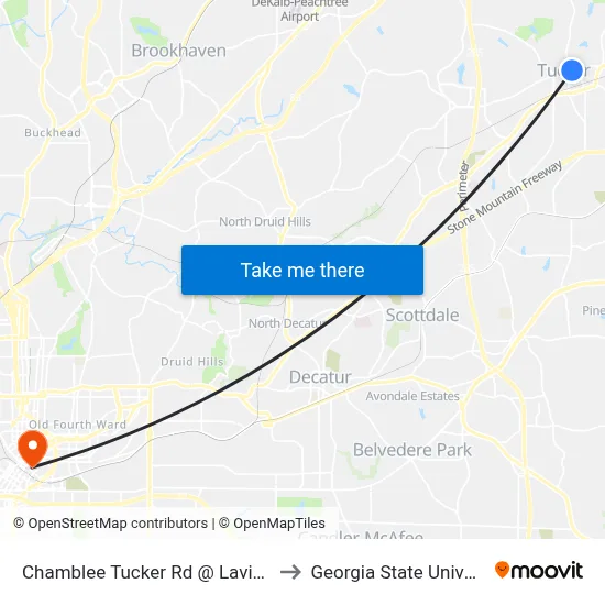 Chamblee Tucker Rd @ Lavista Rd to Georgia State University map