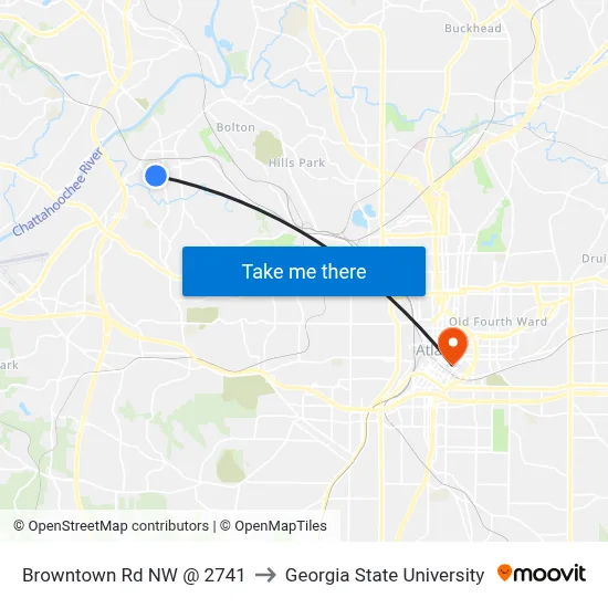 Browntown Rd NW @ 2741 to Georgia State University map