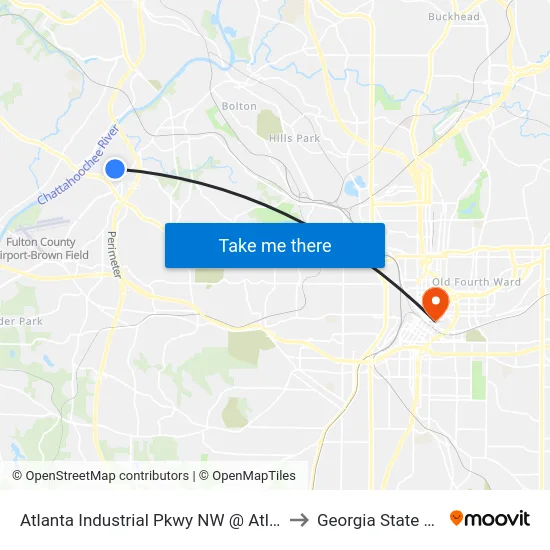 Atlanta Industrial Pkwy NW @ Atlanta Industrial Dr to Georgia State University map