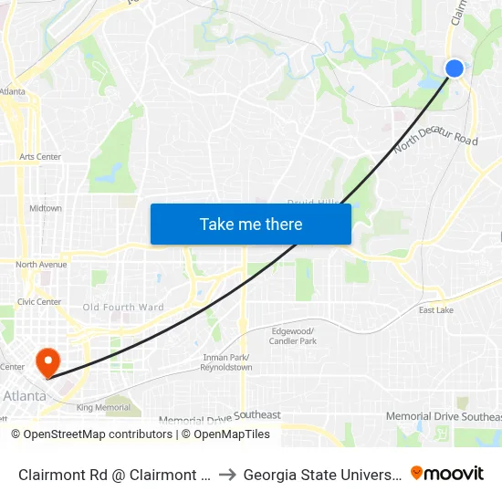 Clairmont Rd @ Clairmont Lk to Georgia State University map