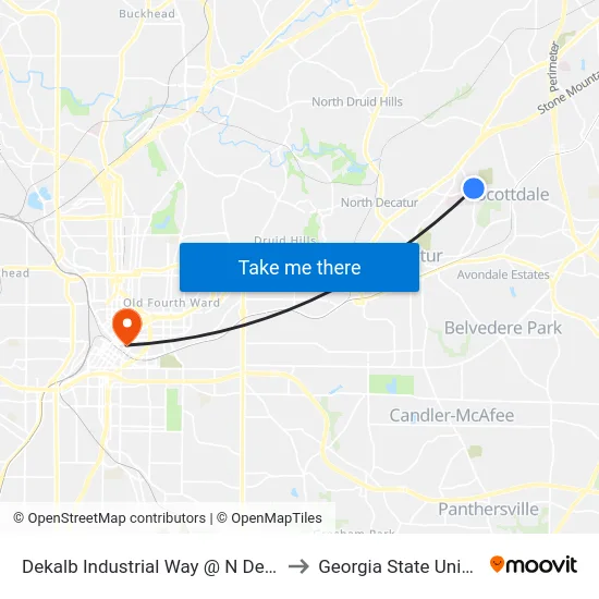 Dekalb Industrial Way @ N Decatur Rd to Georgia State University map